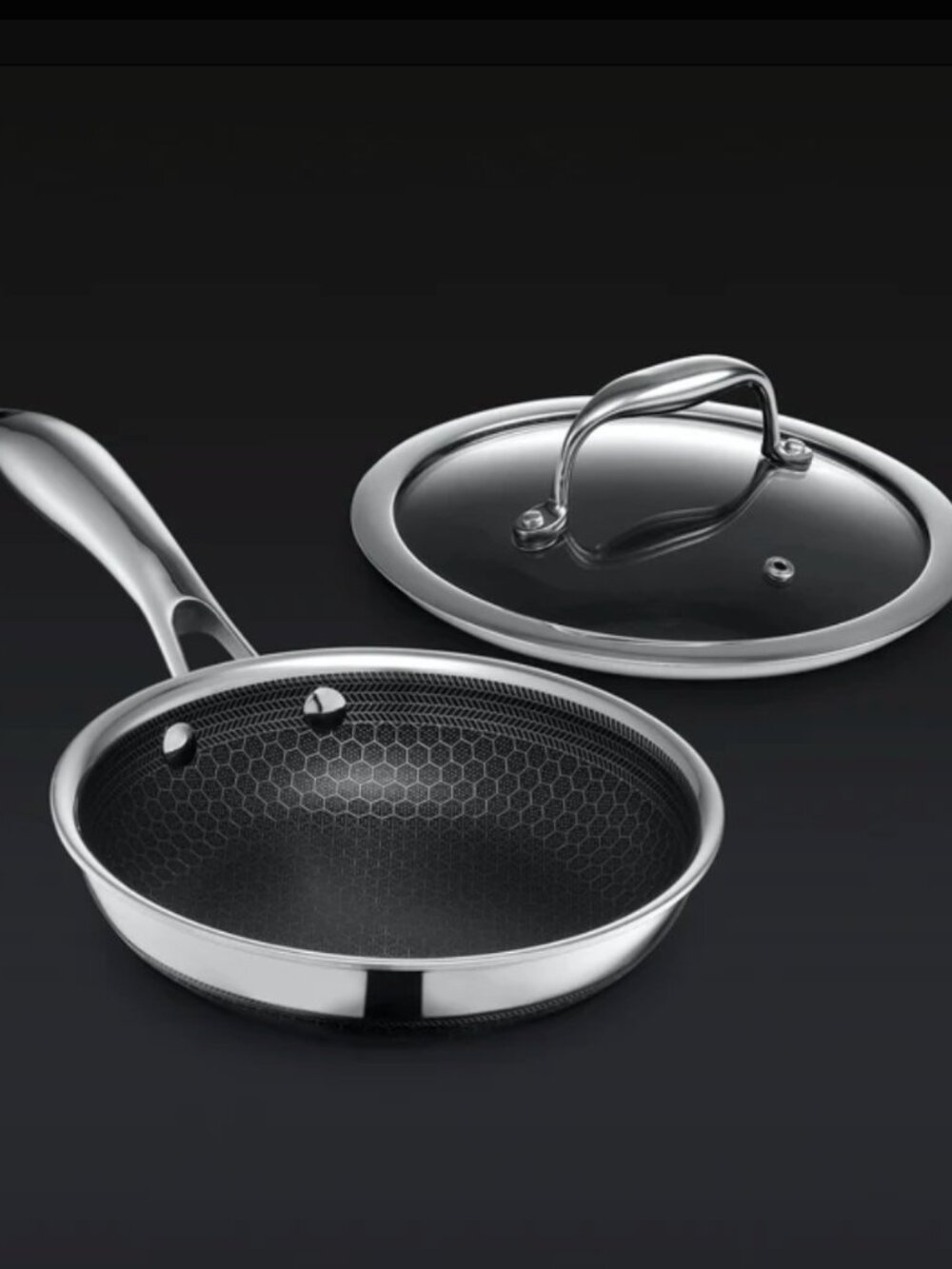 Hexclad Hybrid Fry Pan, 8" with Lid